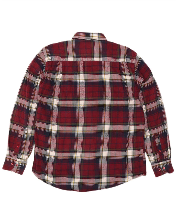 COMMANDER Camicia da uomo in flanella taglia 41/42 grande cotone a quadri bordeaux