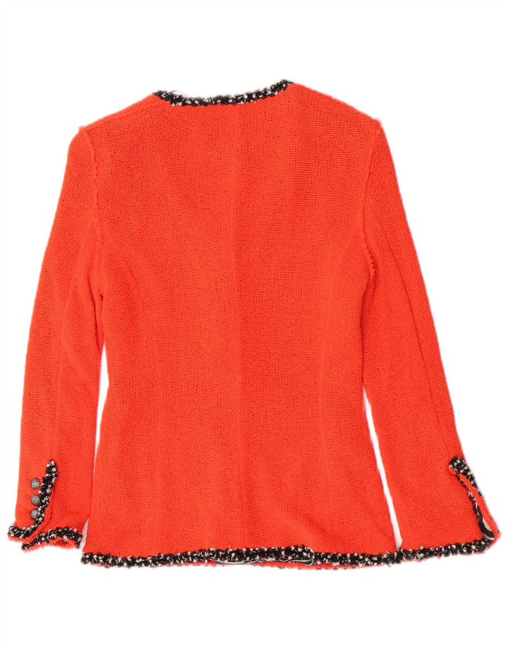 Zara Damestrik 4-knaps blazerjakke UK 12 Medium Orange Bomuld