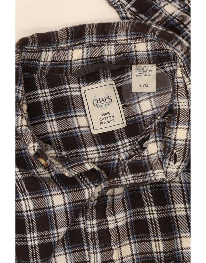 Chaps Chemise en flanelle pour homme en coton à carreaux noirs