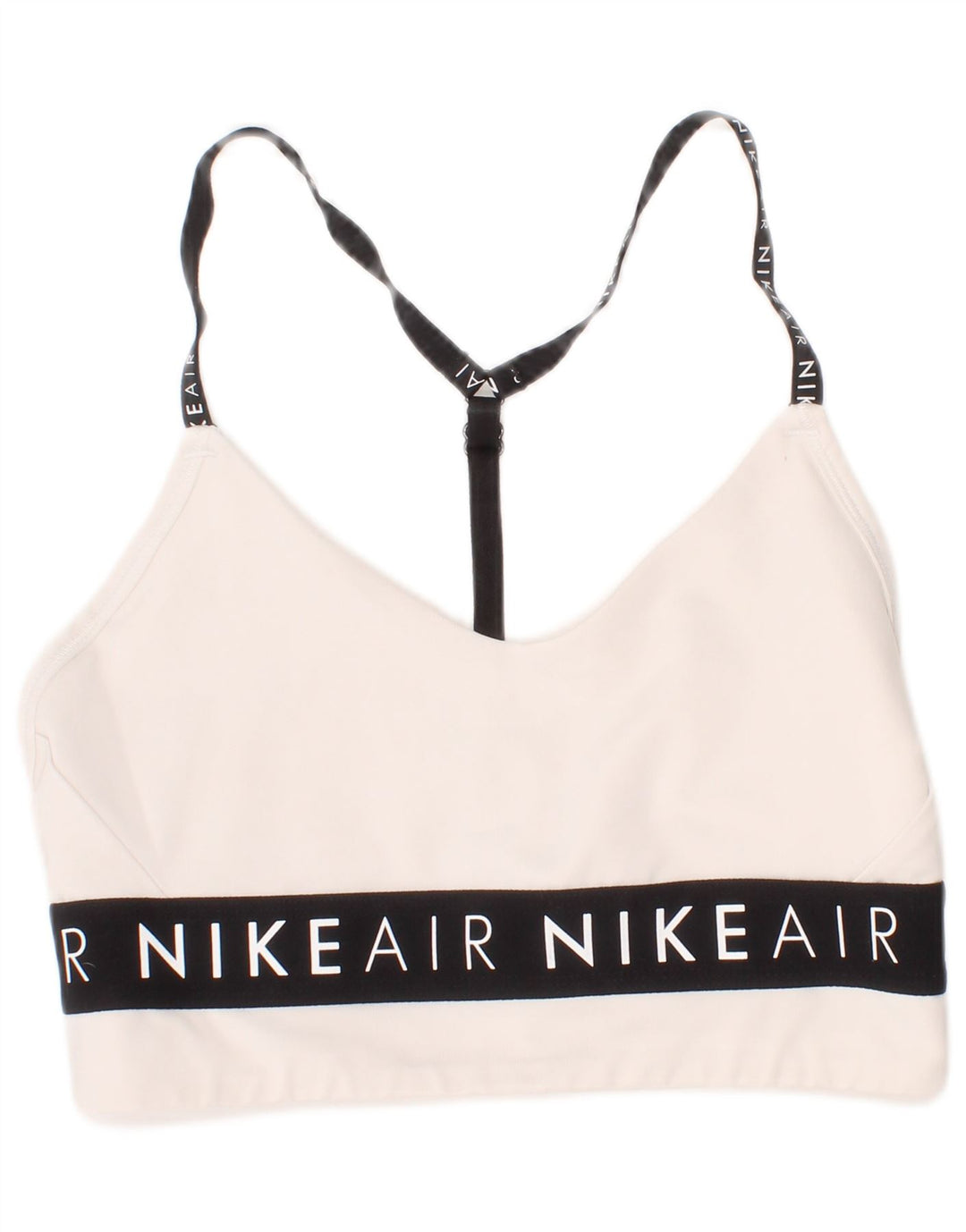 Nike Womens Graphic Sport Bra Top Small Off White Polyester Sports