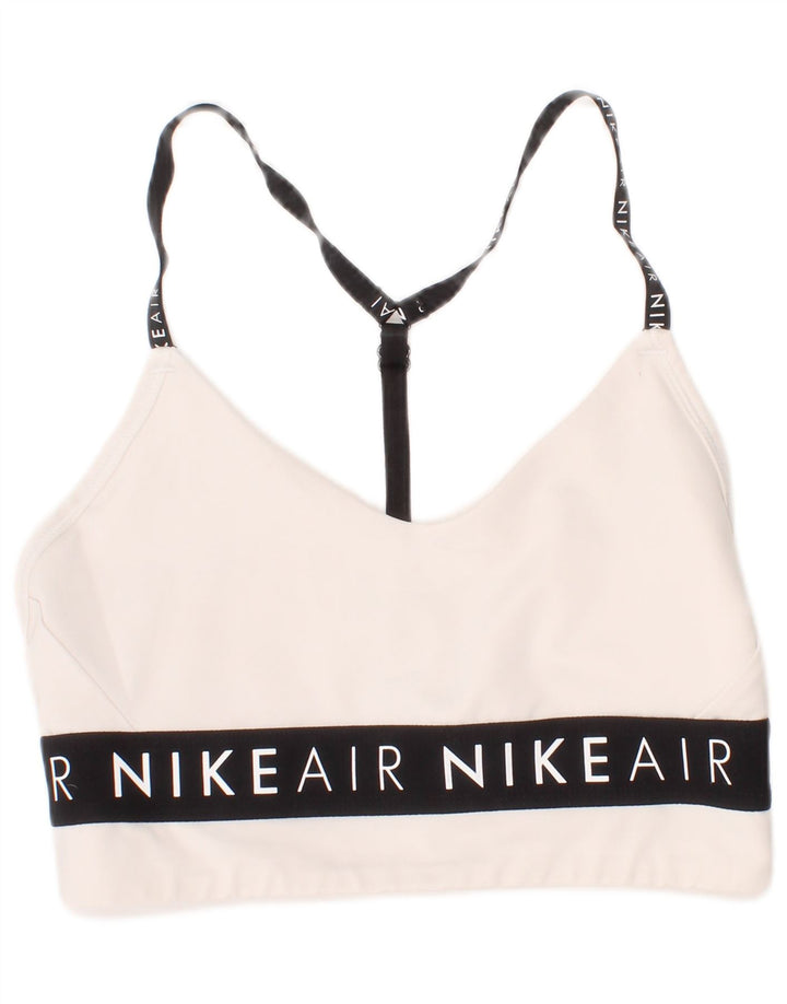 Nike Womens Graphic Sport Bra Top Small Off White Polyester Sports