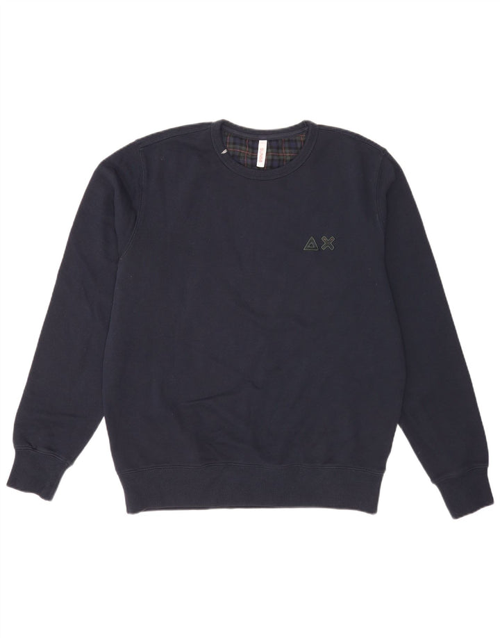 Ανδρική φούτερ Sun68 Jumper Large Navy Blue Check Cotton