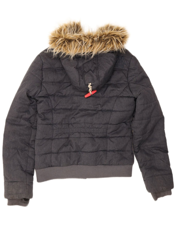 Superdry γυναικείο μπουφάν με κουκούλα UK 12 Medium Navy Blue Polyester