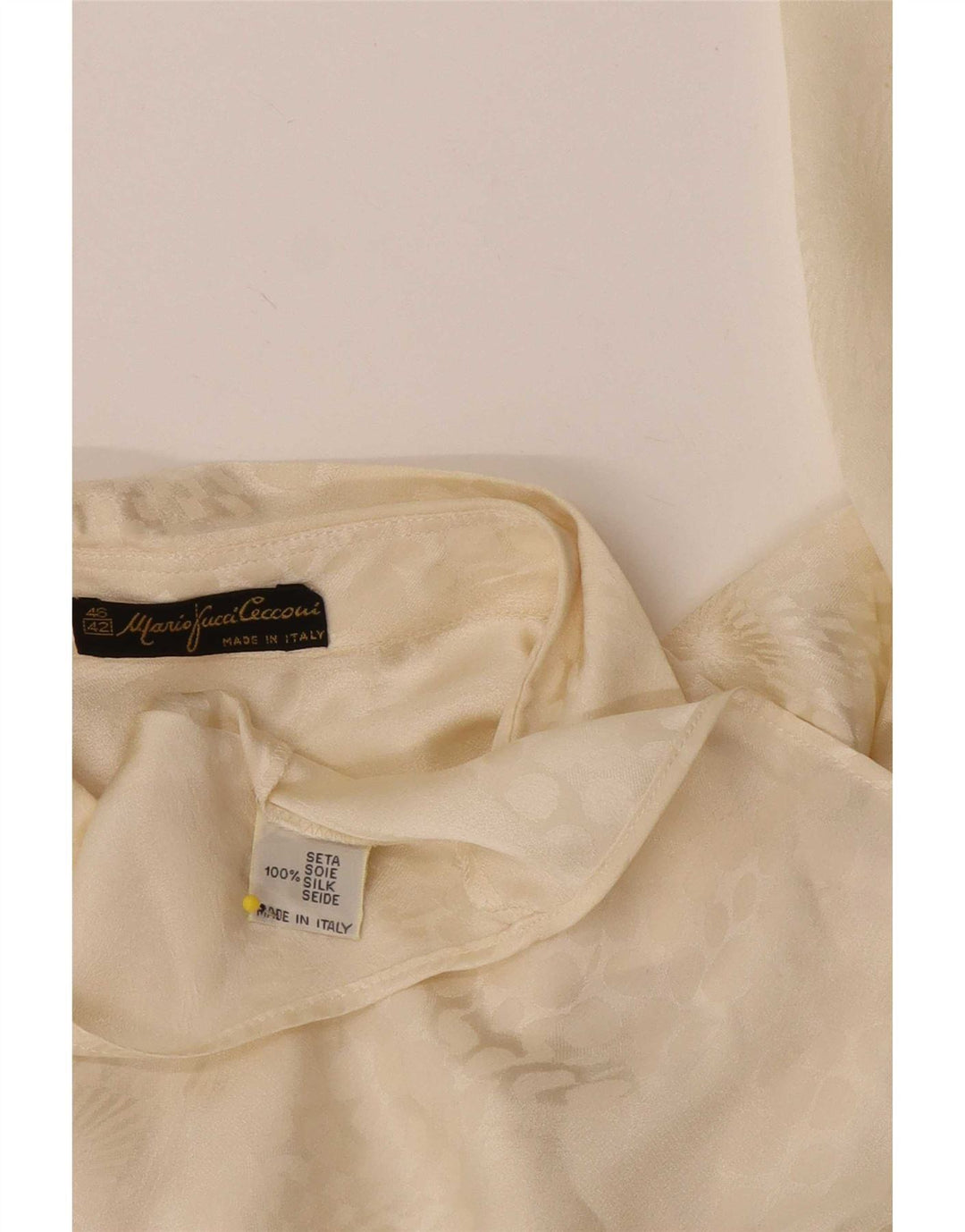Mario Pucci Cecconi Womens Shirt Blouse IT 42 Medium Off White Animal Print