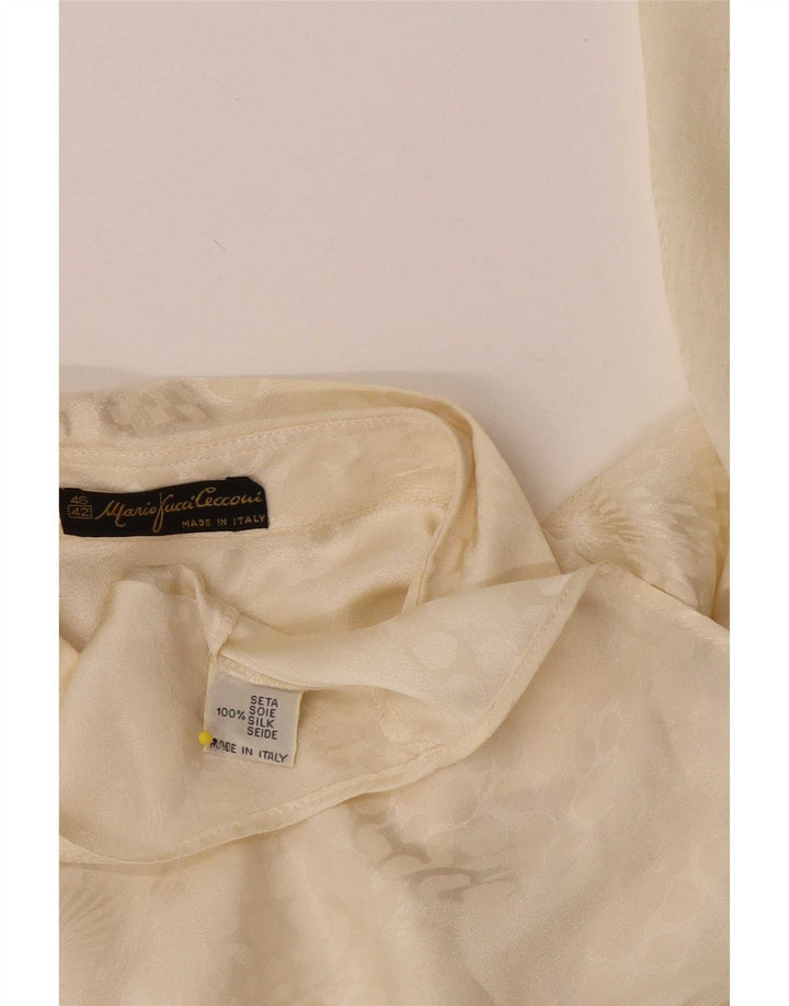 Mario Pucci Cecconi Womens Shirt Blouse IT 42 Medium Off White Animal Print