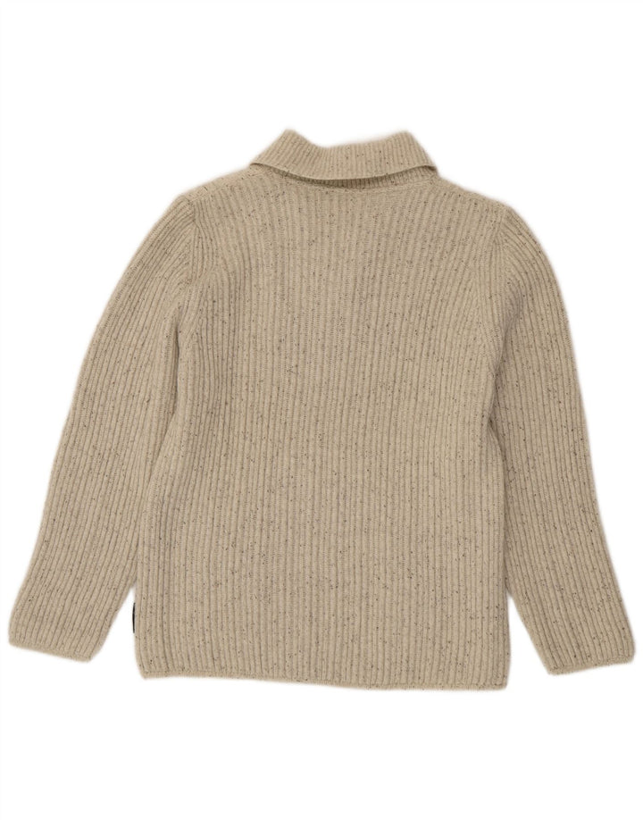 Vintage Womens Shawl Neck Jumper Sweater EU 40 Medium Off White Flecked