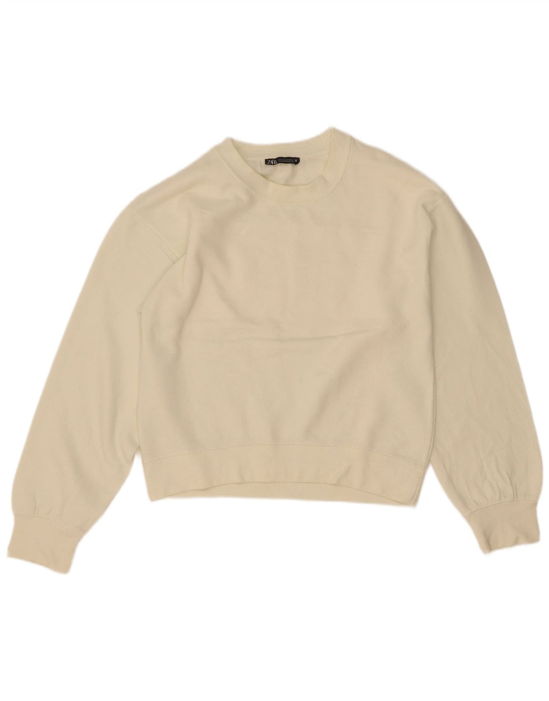 Zara Womens Crop Sweatshirt Jumper UK 10 Small Off White