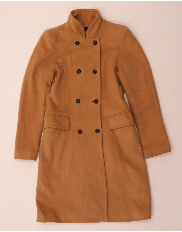 ZARA Womens Double Breasted Coat UK 12 Medium Brown Wool