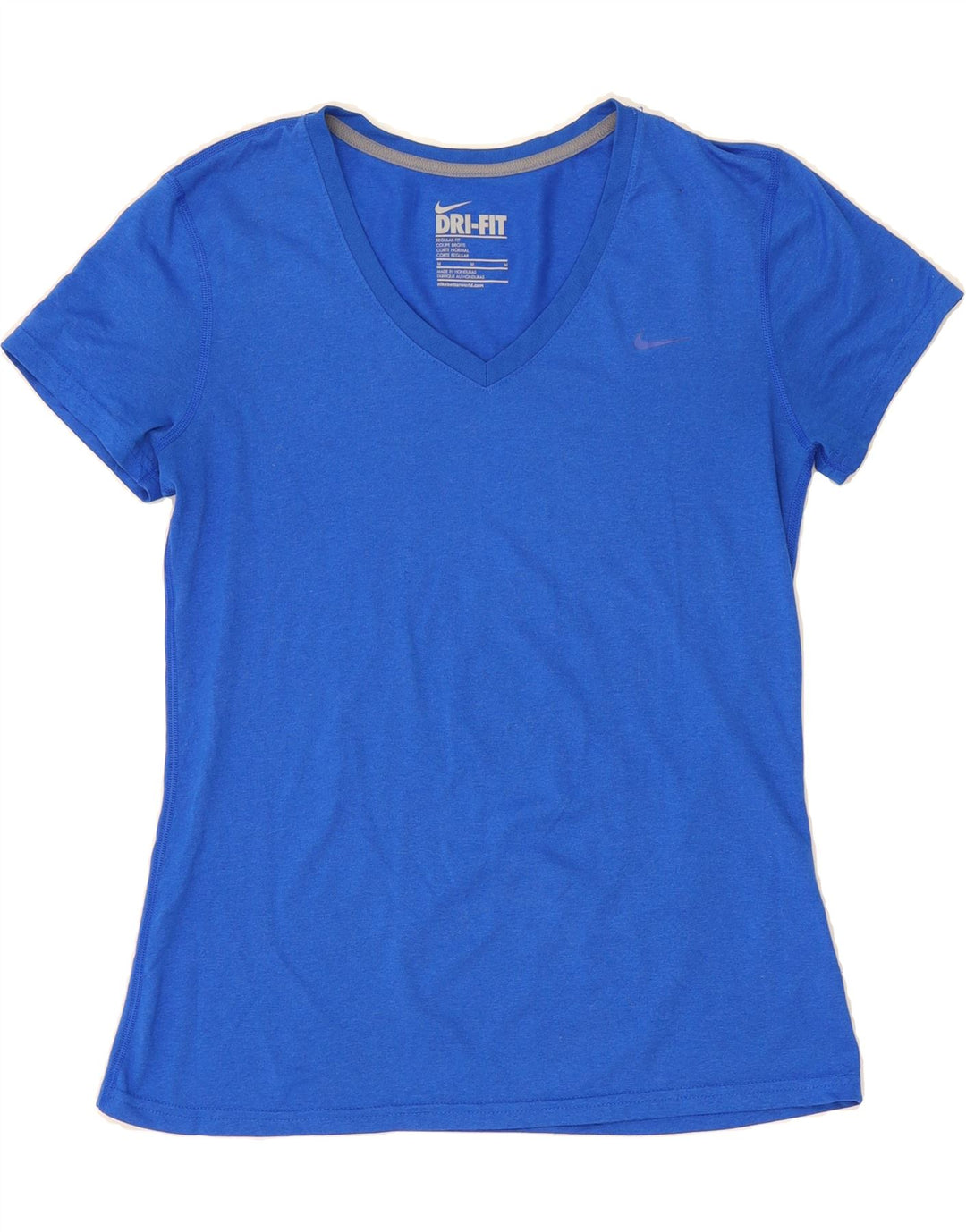 T-shirt NIKE da donna Dri Fit vestibilità regolare UK 12 poliestere blu medio