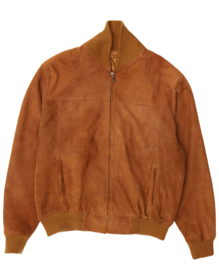 Vintage męska zamszowa kurtka bomber UK 40, duża brązowa
