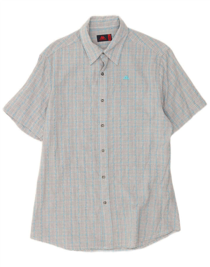 Kappa Mens Short Sleeve Shirt Medium Blue Check Cotton