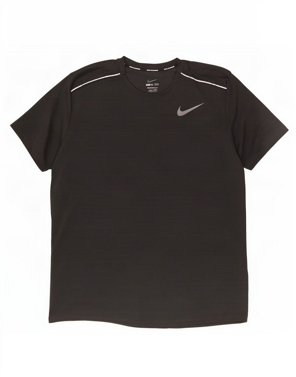 Nike Herre Dri Fit T-shirt Top Stor sort stribet polyester