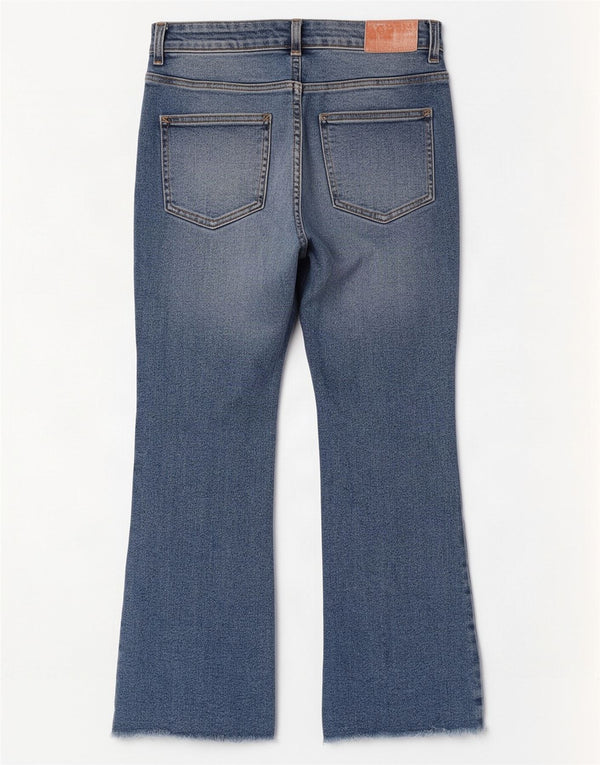 Zara Womens Crop Bootcut Jeans EU 40 Medium W30 L25 Bleu Coton