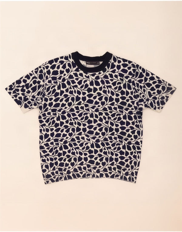 Marks & Spencer Blusa de manga corta para mujer UK 10 Small Azul marino Floral