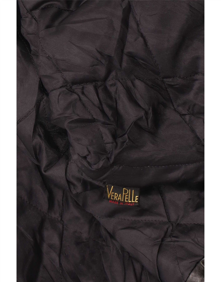 Jaqueta de couro feminina vintage UK 14 grande preta