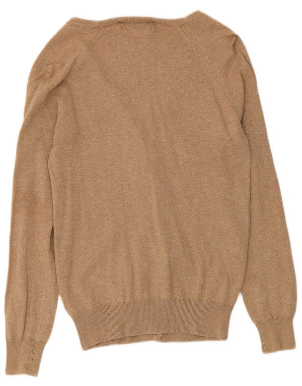 Zara Damen-Cardigan-Pullover UK 16 Large Beige Baumwolle