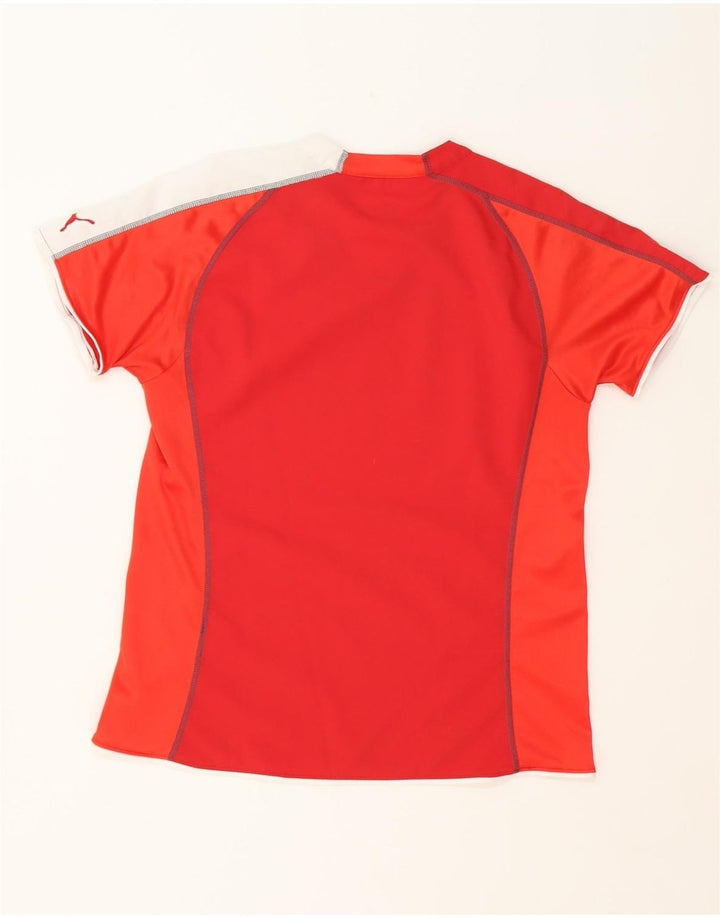 PUMA Womens Graphic T-Shirt Top UK 12 Medium  Red Colourblock Vintage Puma and Second-Hand Puma from Messina Hembry 