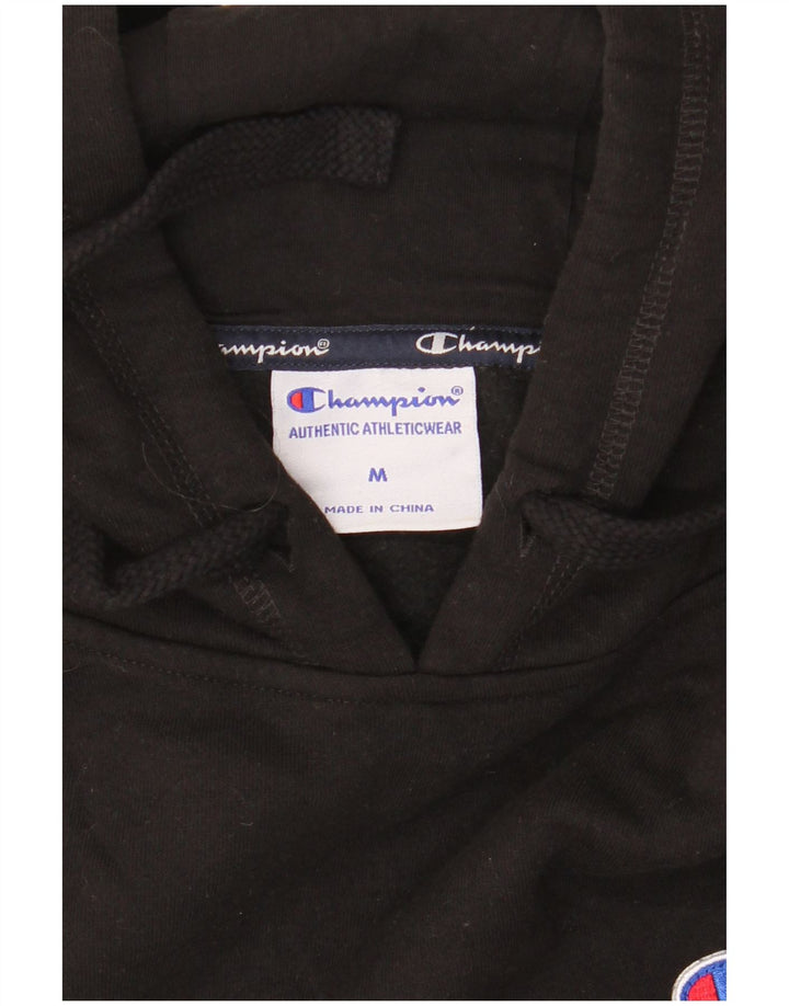 CHAMPION Mens Graphic Hoodie Jumper Medium Black Cotton