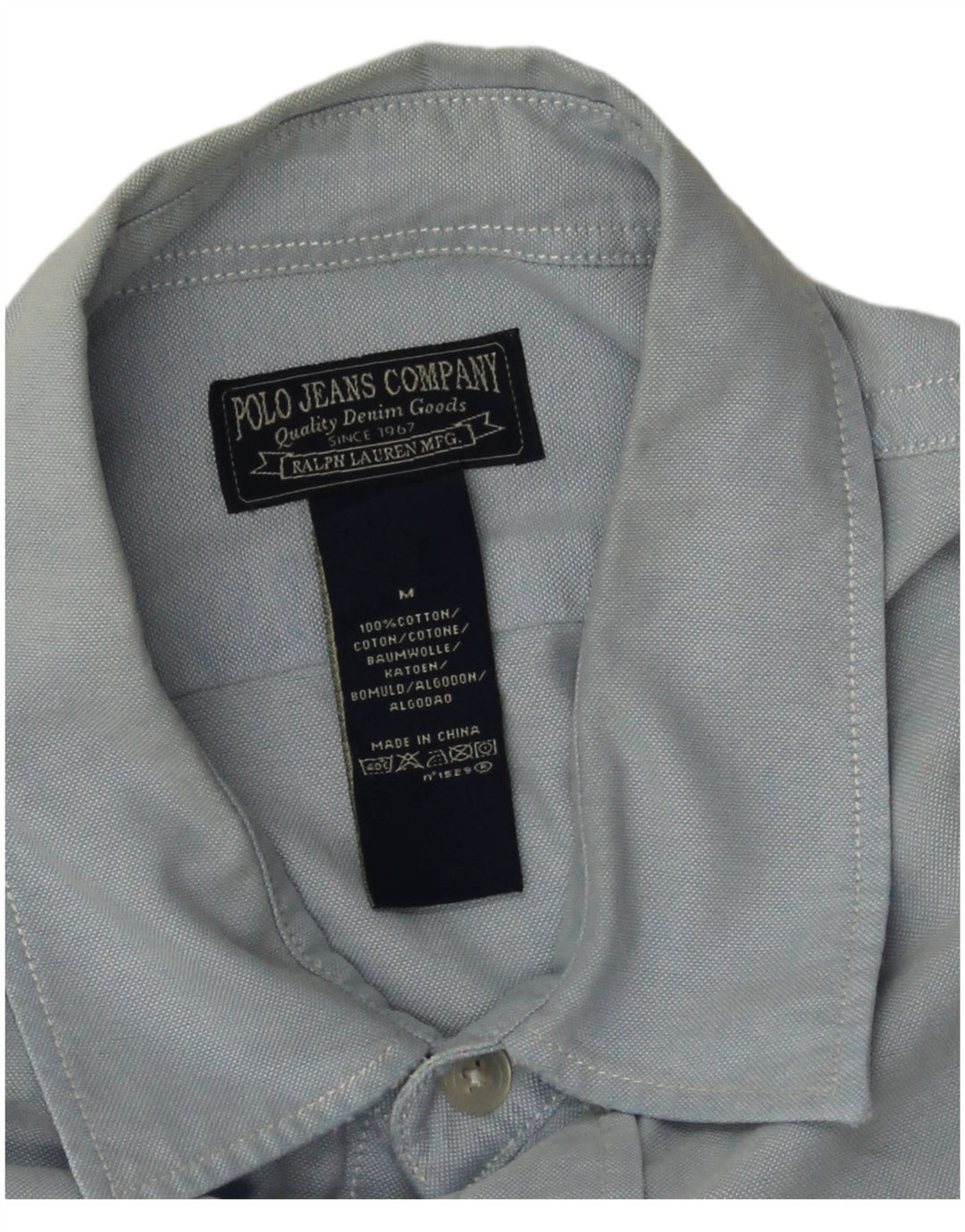 Cămașă Ralph Lauren pentru bărbați, bumbac albastru mediu
