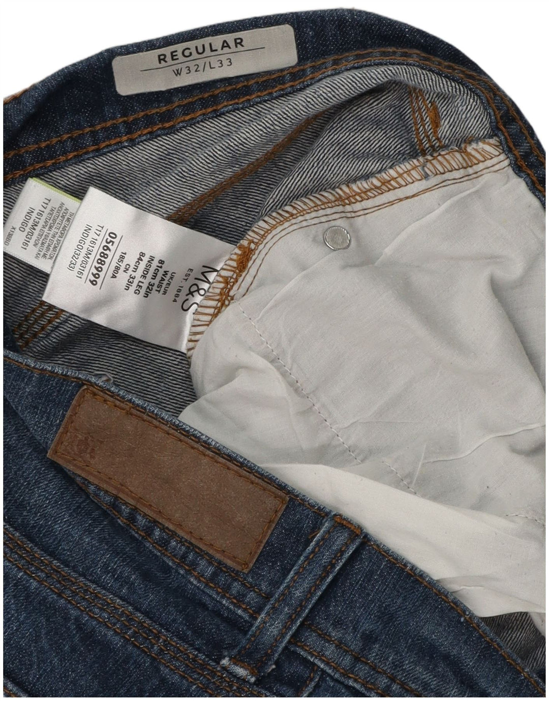 Marks & Spencer Mens Regular Straight Jeans W32 L33 Blue Cotton