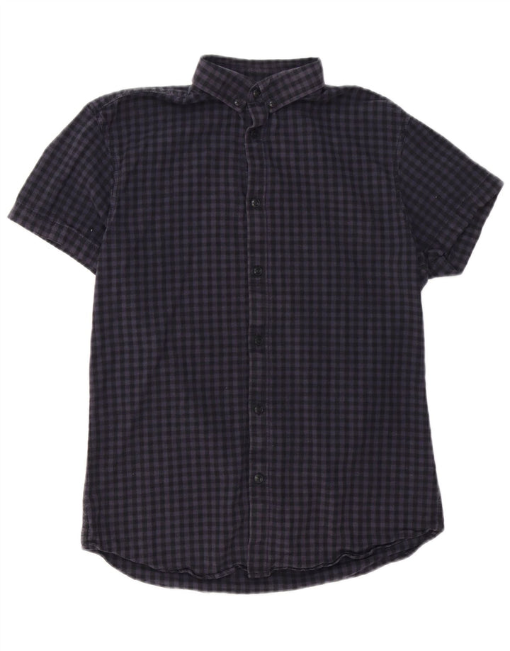 Jack & Jones Kortærmet Herreskjorte med normal pasform, lille marineblå Gingham