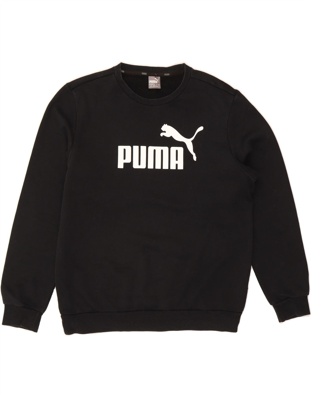 PUMA Mens Graphic Sweatshirt Jumper Large Black Cotton Vintage Puma and Second-Hand Puma from Messina Hembry 