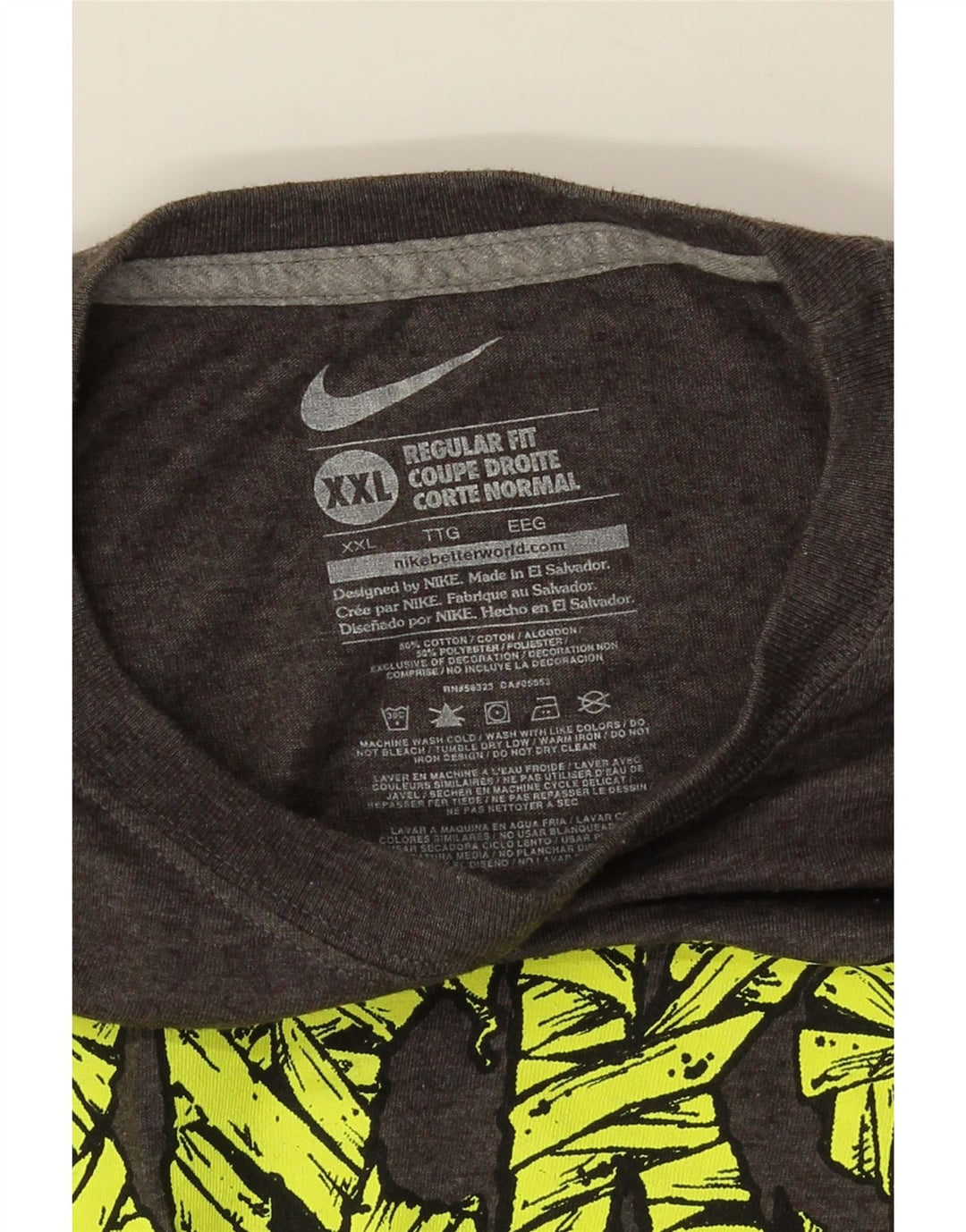 NIKE Mens Regular Fit Graphic T-Shirt Top 2XL Grey Cotton