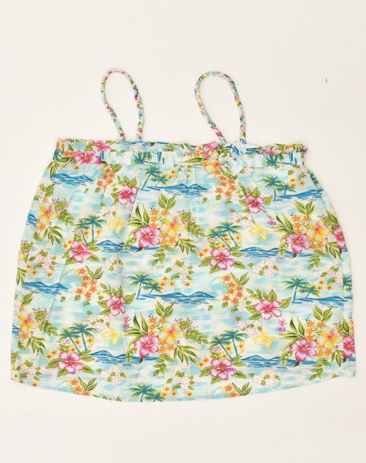 BENETTON Girls Cami Top 11-12 Years  Blue Floral Cotton | Vintage Benetton | Thrift | Second-Hand Benetton | Used Clothing | Messina Hembry 