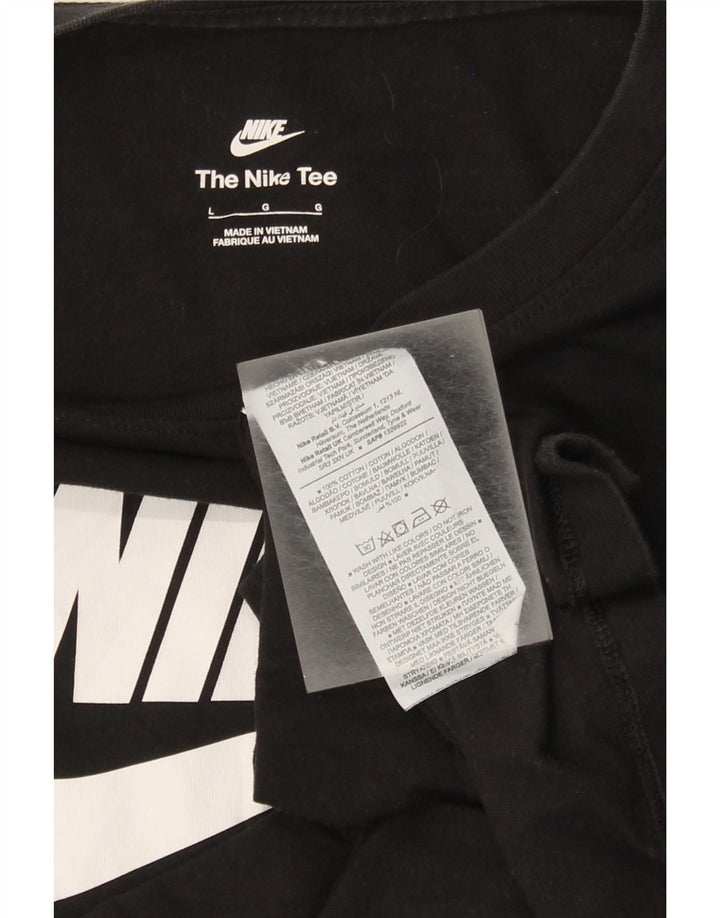Nike Womens Graphic Top Long Sleeve UK 16 Large Black Cotton