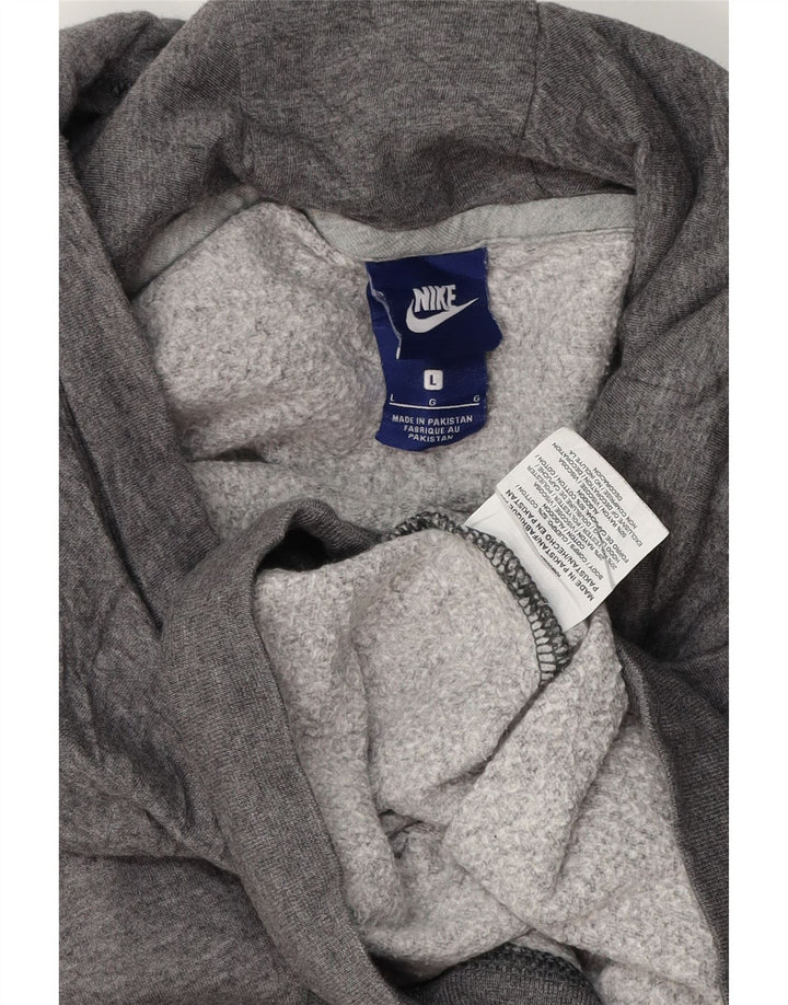 NIKE Mens Hoodie Jumper Large Grey Cotton