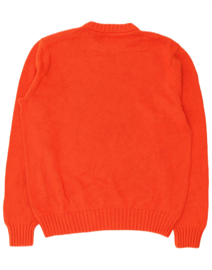 Chaps Mens Crew Neck Jumper Sweater Large Orange Cotton