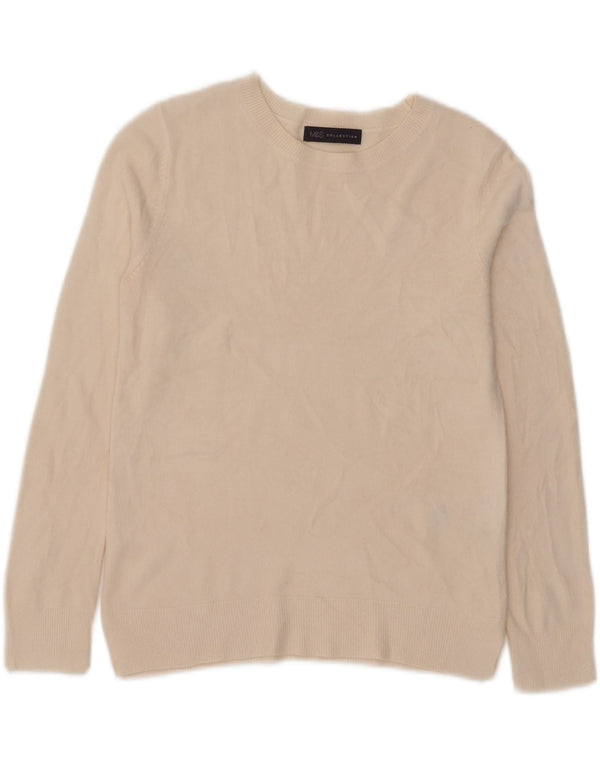 Marks & Spencer Γυναικείο πουλόβερ με λαιμόκοψη UK 10 Small Beige Acrylic