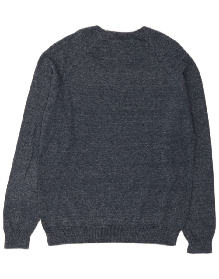 Superdry Mens Crew Neck Jumper Sweater Large Blue Flecked Cotton
