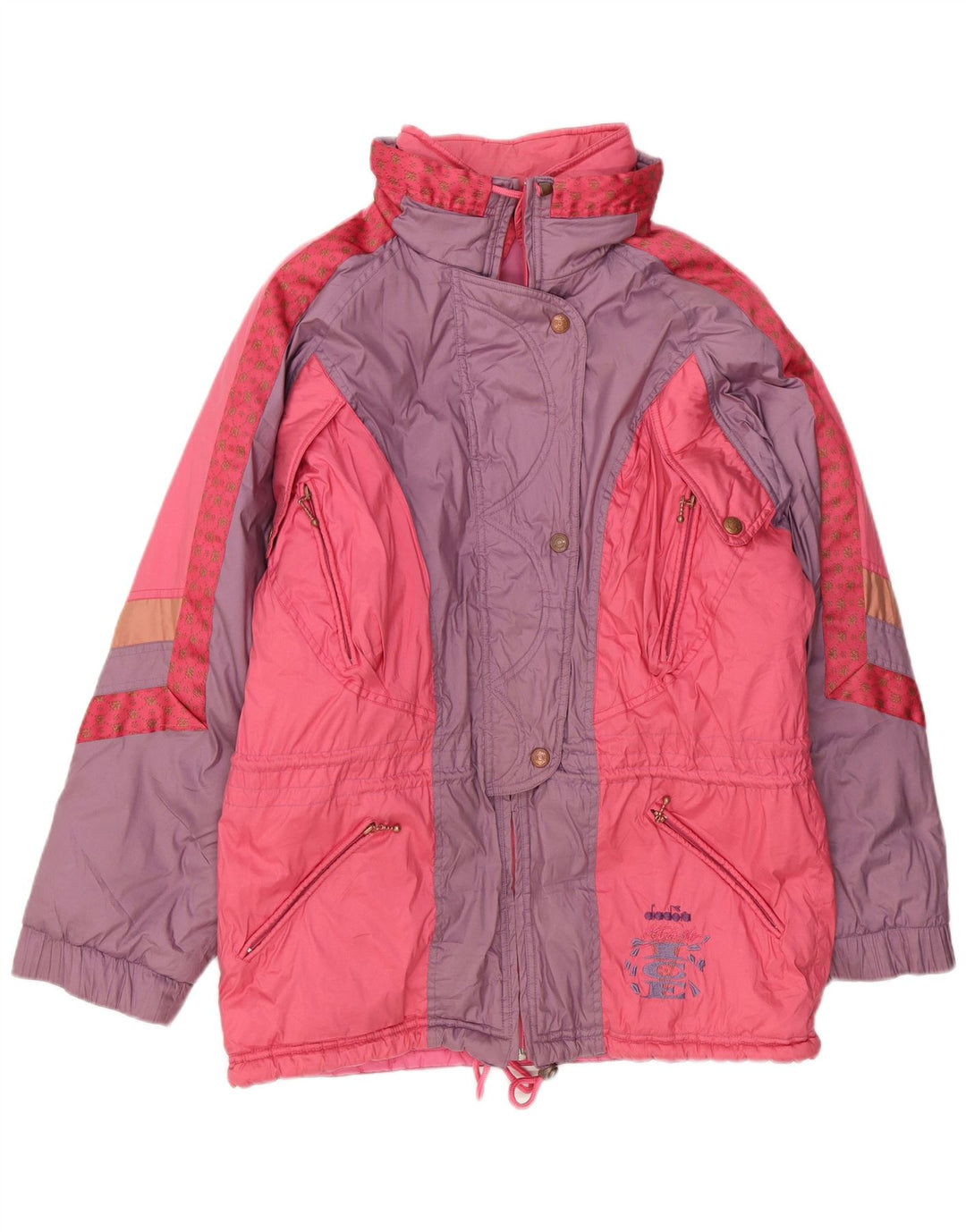 Diadora Dame Loose Fit Skijakke UK 14 Medium Pink Colourblock Polyester