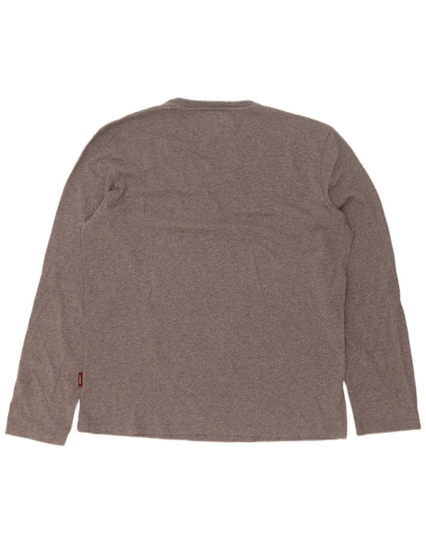 Sisley Haut Graphique Manches Longues XL Gris Coton Homme