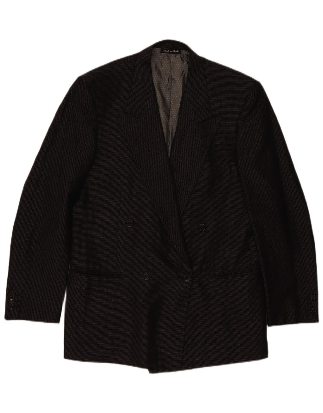 Pal Zileri Mens Double Breasted Blazer Jacket IT 48 Medium Black Check Silk