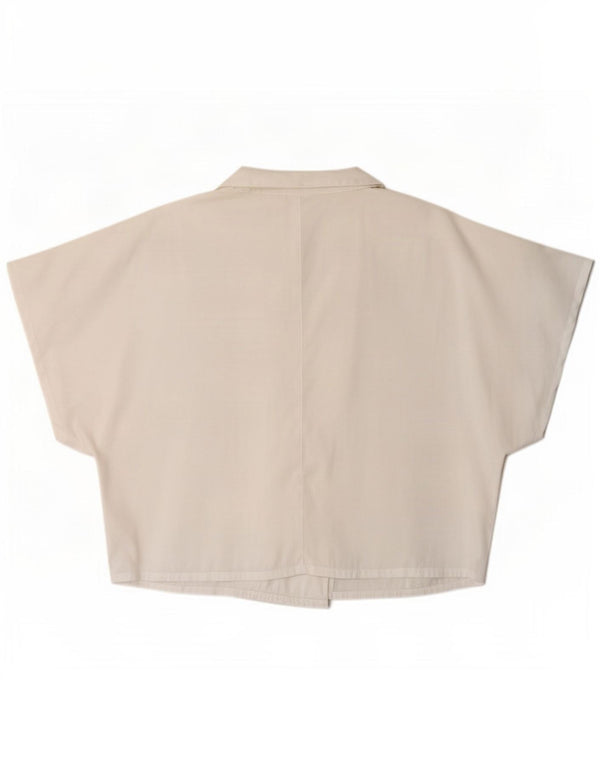 Vintage Womens Military Crop Short Sleeve Shirt Blouse IT 46 Large White