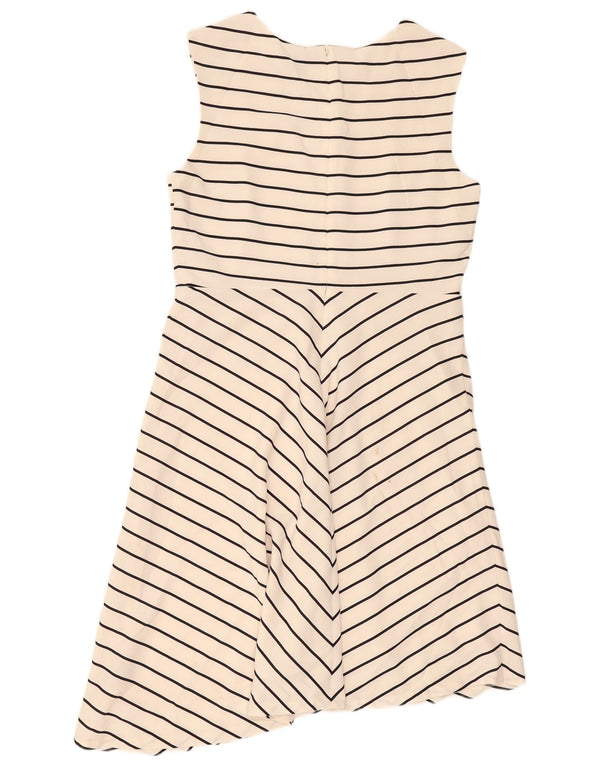 Marks & Spencer Damen ärmelloses A-Linien-Kleid UK 16 Large Beige gestreift