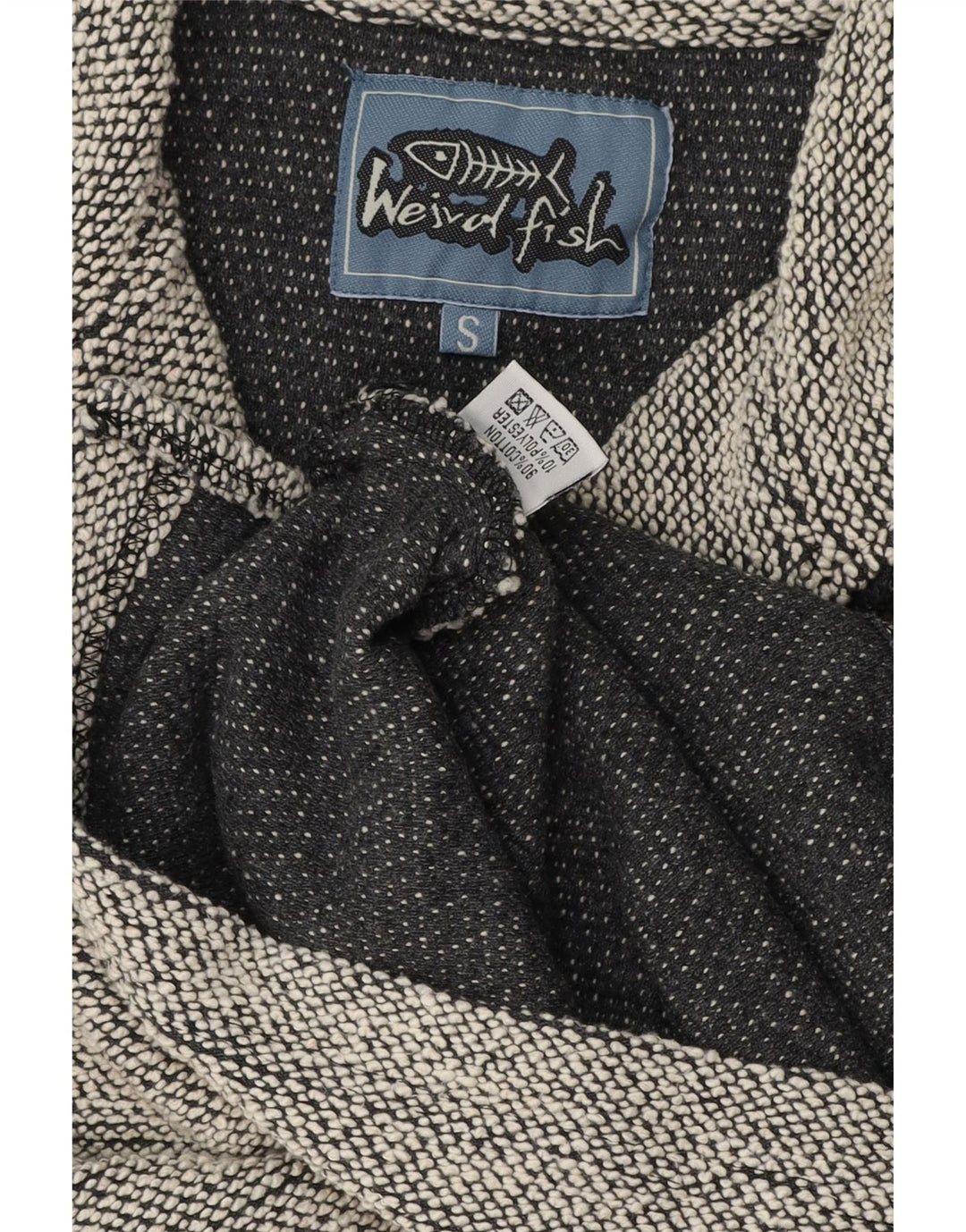 Felpa da uomo con collo con zip Weird Fish, piccola, in cotone grigio