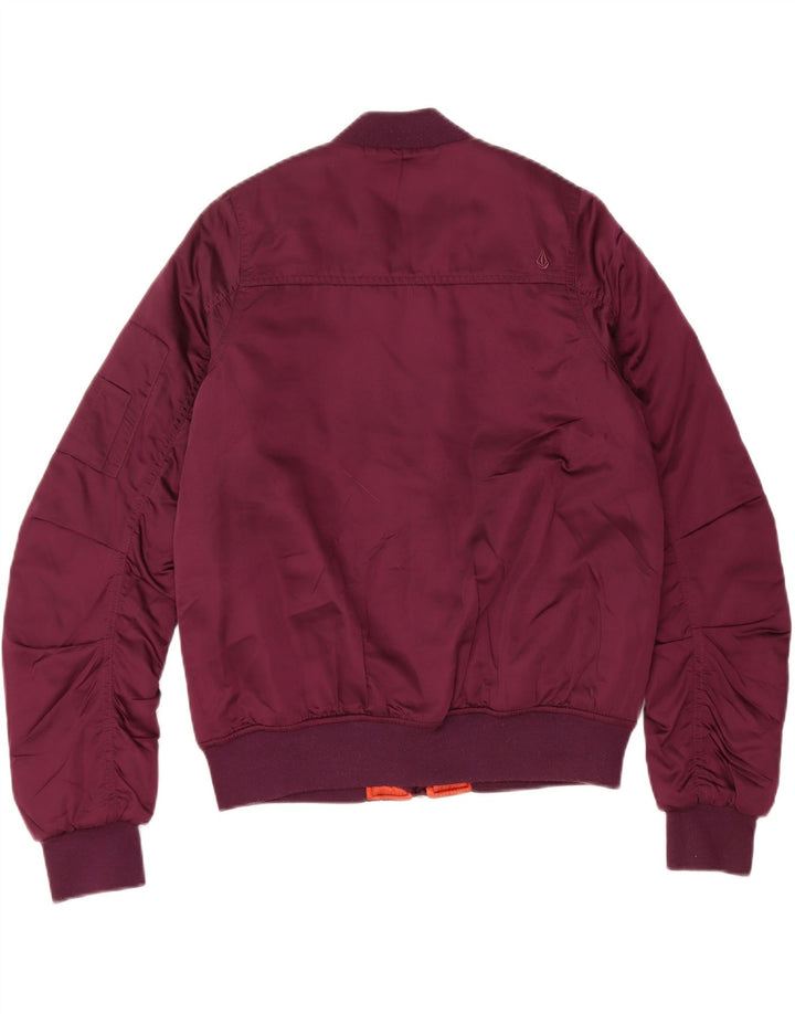 Volcom Womens Oversized Bomber Jacket UK 10 Small Purple Polyester