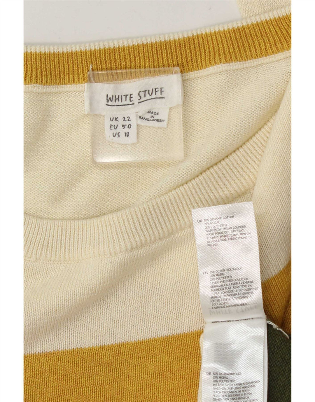 White Stuff Dame Crew Neck Jumper Sweater UK 22 3XL Flerfarvet Stribet