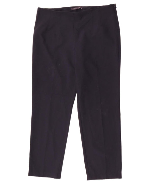Marks & Spencer Womens Casual Trousers UK 14 Large W34 L27 Navy Blue
