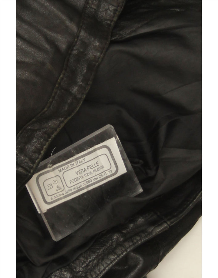 Giubbotto bomber in pelle da donna vintage UK 14 grande pelle nera