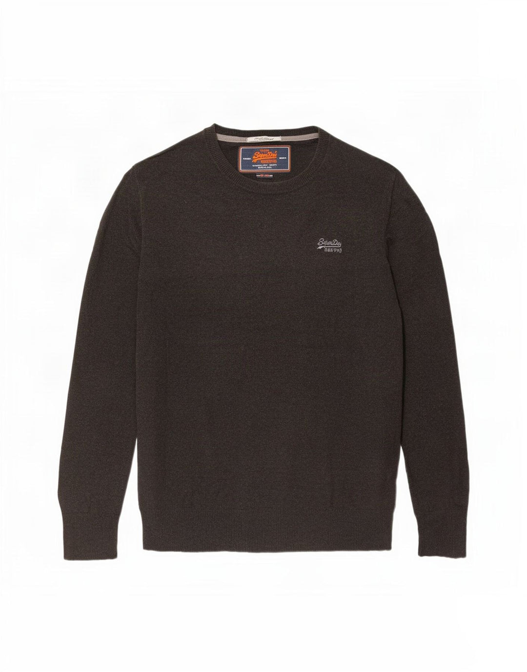Superdry Pull à col rond pour homme en coton marron Large