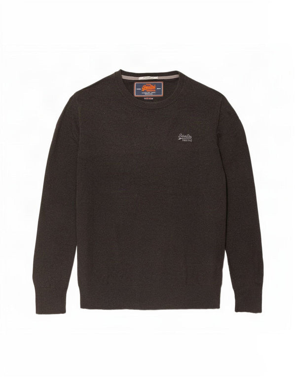 Superdry Mens Crew Neck Jumper Sweater Large Brown Cotton