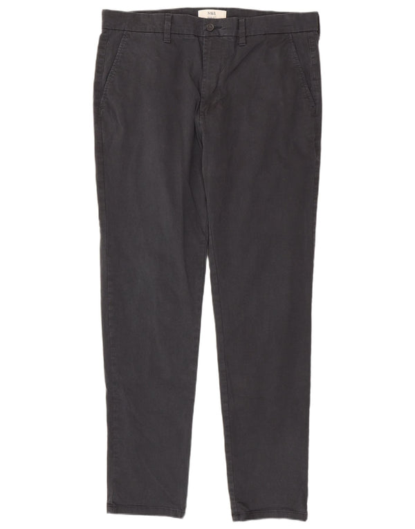 Pantaloni chino slim fit da uomo Marks & Spencer W36 L33 cotone blu navy