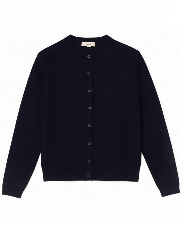Marks & Spencer Dame Cardigan Sweater UK 12 Medium Navy Blue Viscose