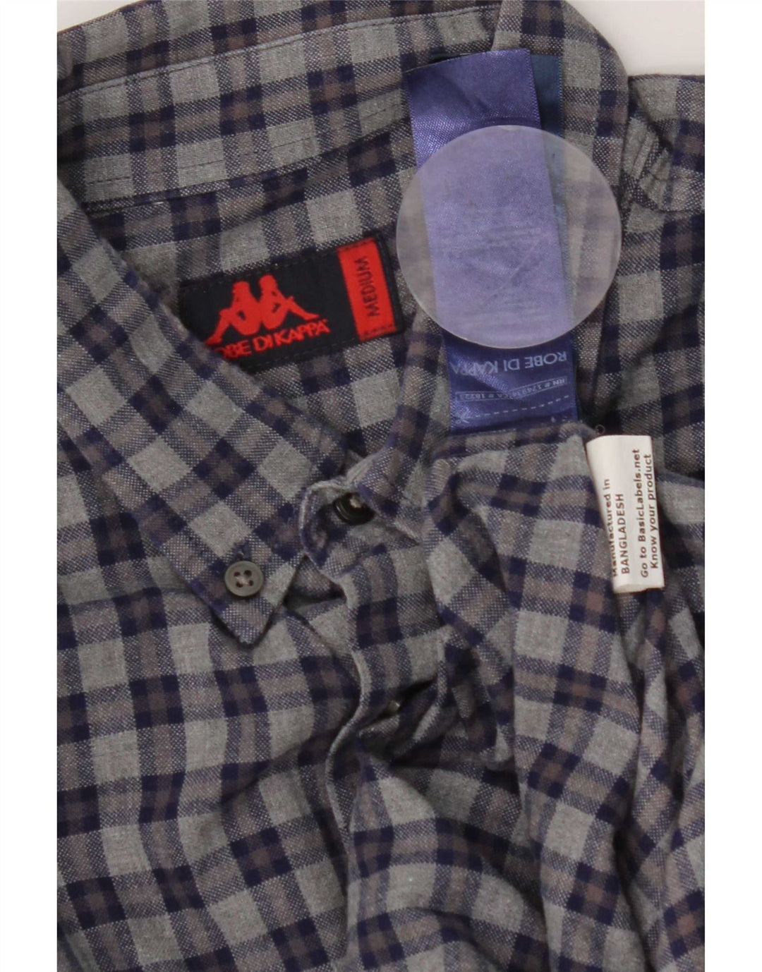 Camicia Kappa da uomo in cotone a quadri blu navy medio