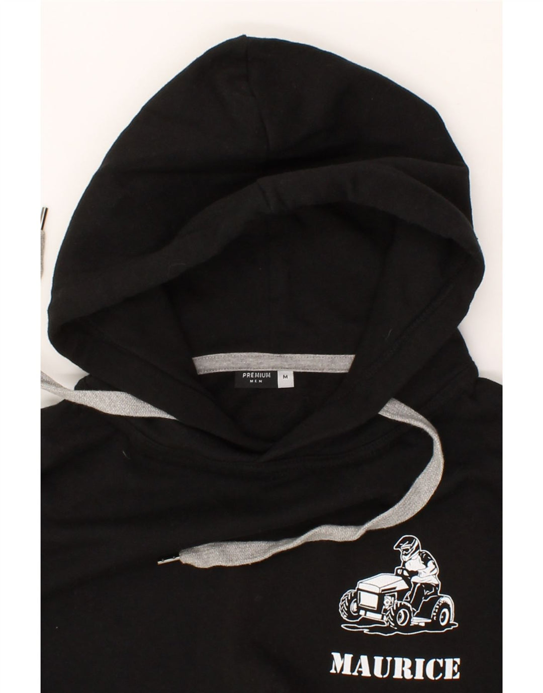 VINTAGE Mens Graphic Hoodie Jumper Medium Black Cotton Vintage Vintage and Second-Hand Vintage from Messina Hembry 