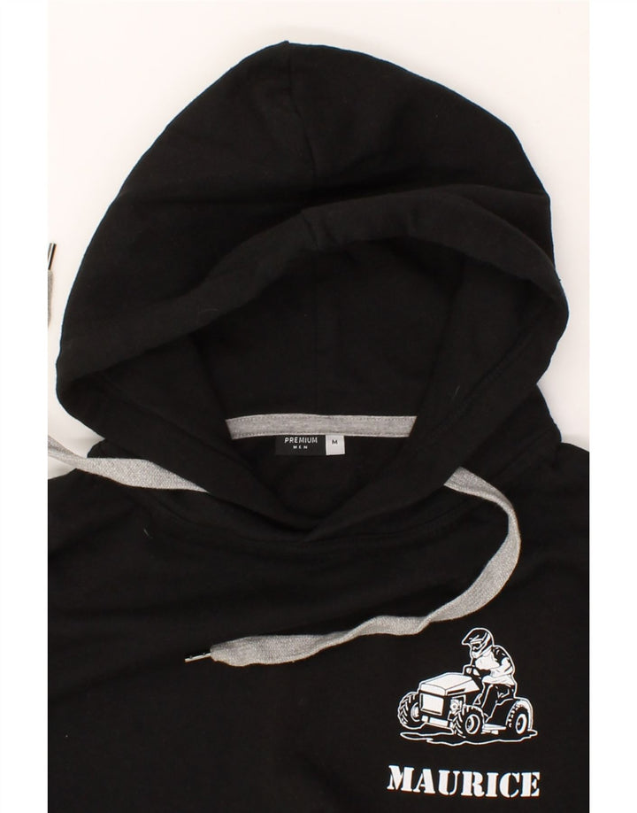 VINTAGE Mens Graphic Hoodie Jumper Medium Black Cotton Vintage Vintage and Second-Hand Vintage from Messina Hembry 